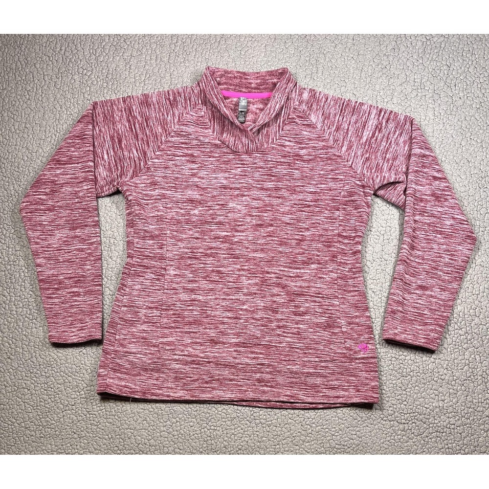 Mountain Hardwear Pullover Womens Large Pink V Neck Fleece Raglan Hiking Top‎